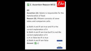 "Tissues Master Test: Case-Based&amp; Assertion-Reason MCQs(Advanced Level)"#trending #viral #shortsfeed