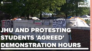 Johns Hopkins University and protesting students dispute 'agreed' demonstration hours