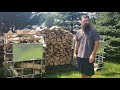 How much wood is in IBC  bin when stacked