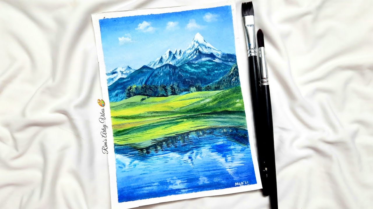 How to Paint Snowcapped Mountain Landscape With Acrylic | Easy Tutorial For Beginners