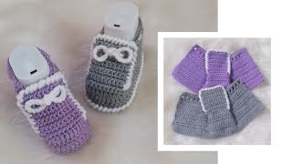 حذاء كروشيه ولادي /بناتي بقطعه واحده easy crochet slippers