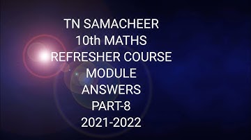 10th maths answers refresher course module bridge course 2021-2022 part 8