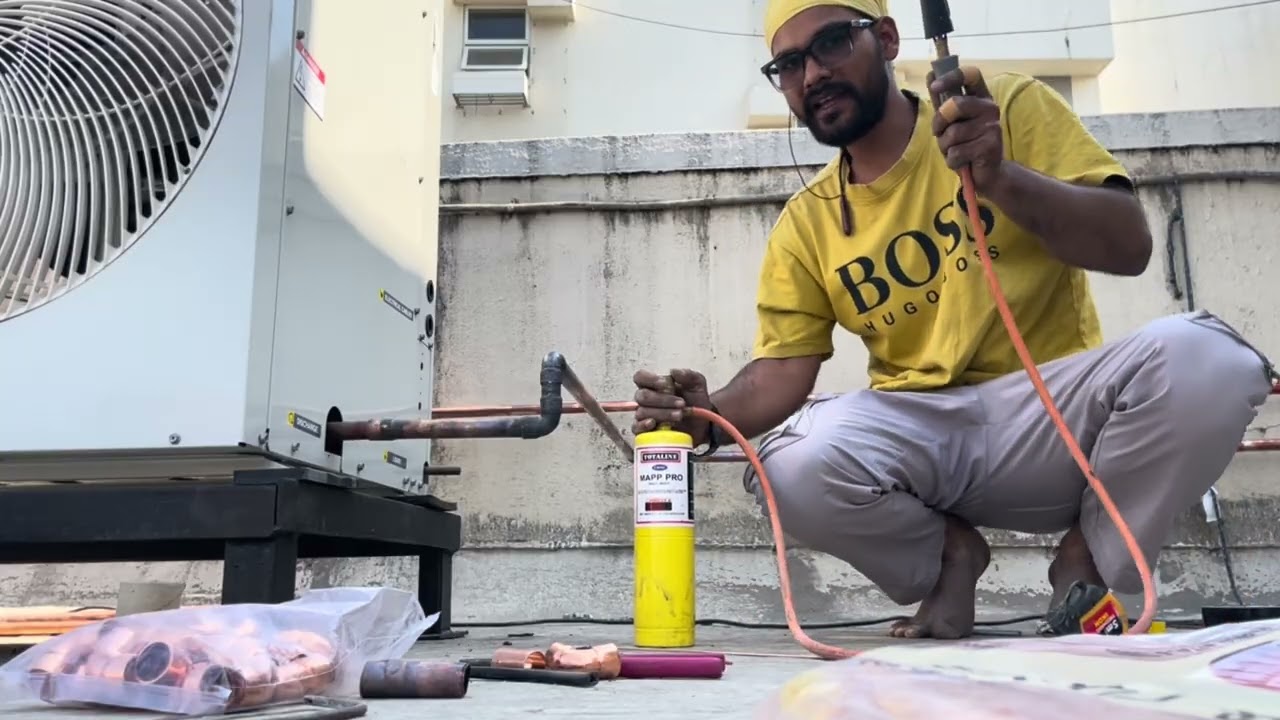 Package AC Installation Full Video | Copper Pipe Fitting & Nitrogen Test