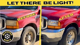 BUDGET Transformation! Easy headlight upgrade on a 1999-2004 Ford F250 Excursion.
