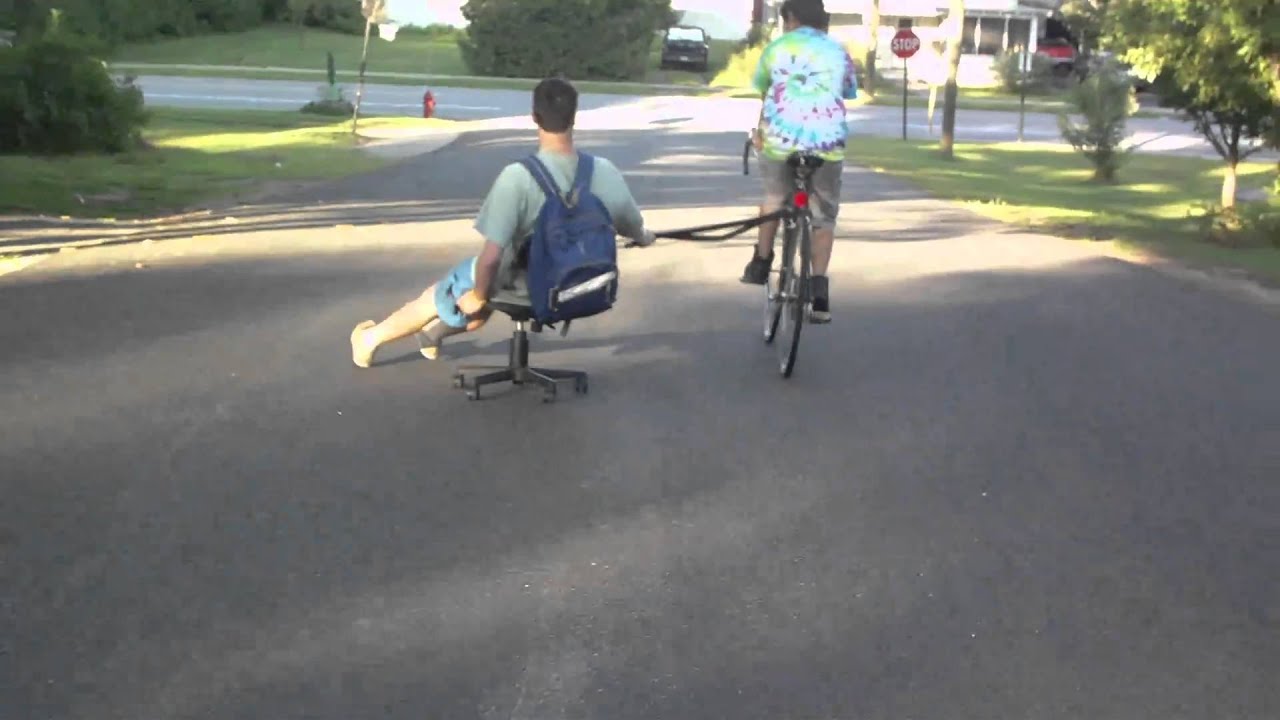 bike office chair homemade office chair pulled by bike youtube bike office chair homemade office chair pulled by bike youtube