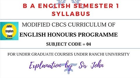BA English Honours | Semester 1 Syllabus Explained | Ranchi University #johnenglishzone