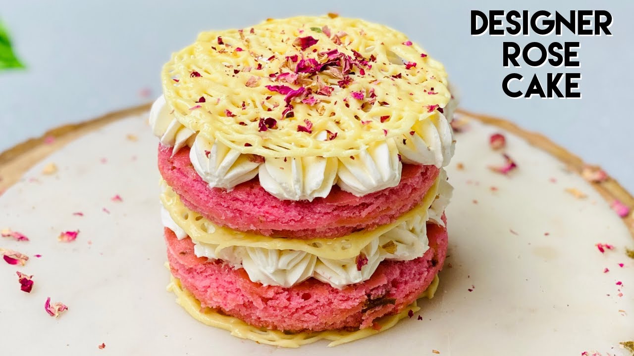 Rose & White Chocolate Mousse Cake | Designer Cake | Rose Cake | Eggless Cake | Flavourful Food