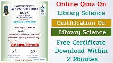 Library and Information Science Quiz | Free Online Certificate | Free Certificate in 2 Minutes