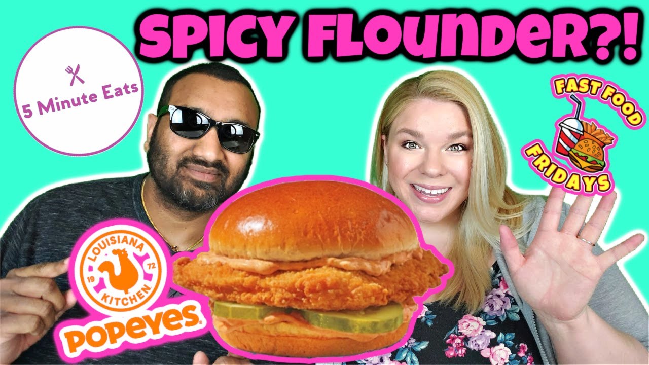 Popeyes Spicy Flounder Fish Sandwich Review YouTube