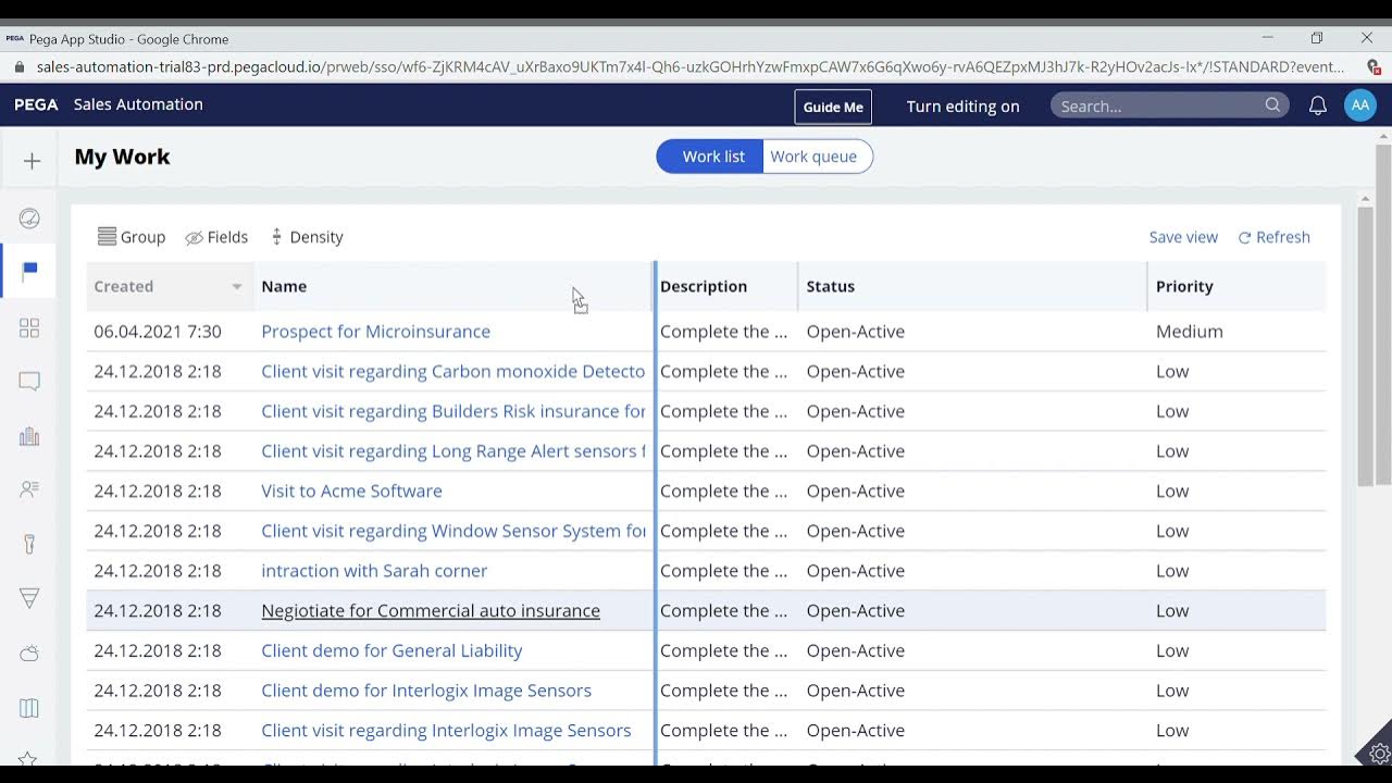 Pega listView YouTube
