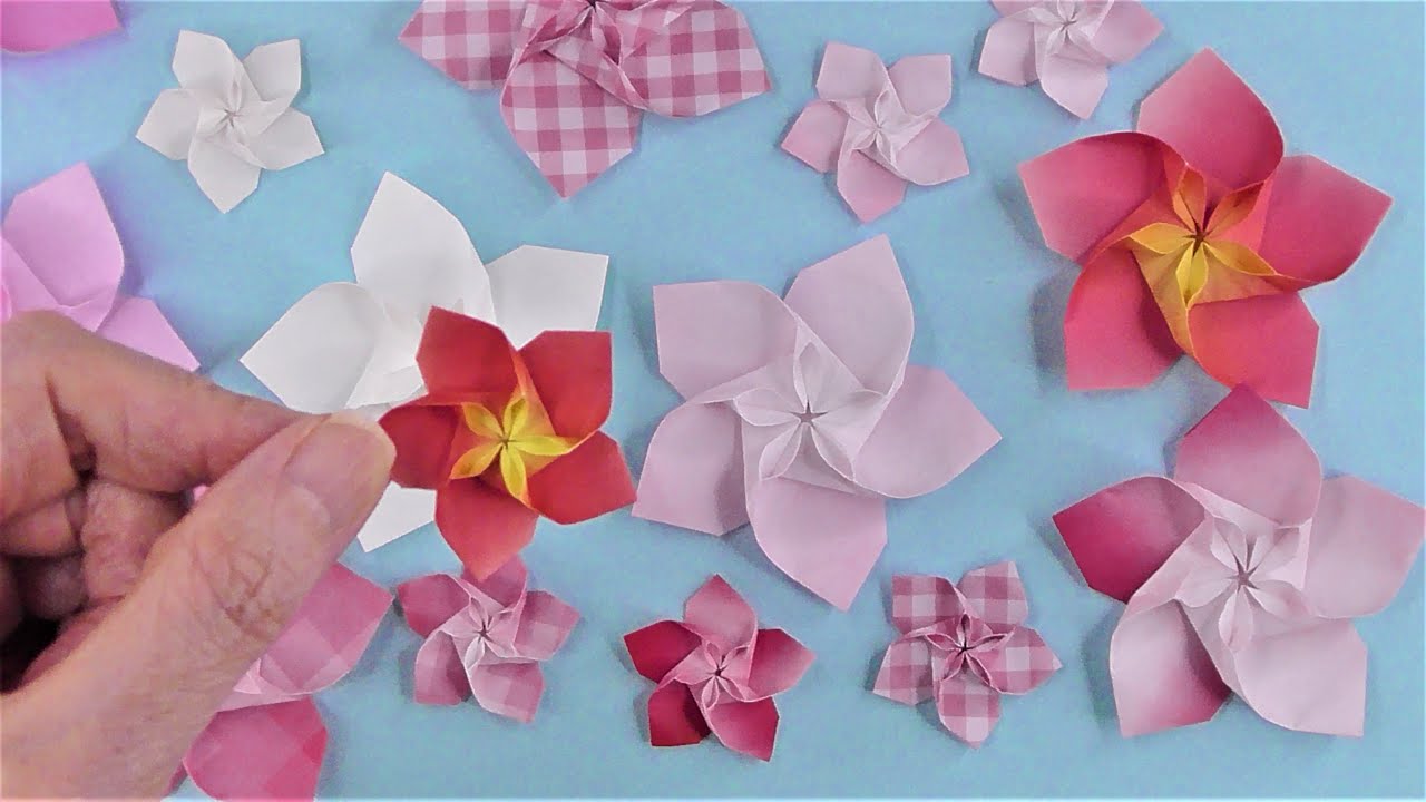 折り紙 桃の花 立体 折り方 Origami Peach Flower Tutorial Niceno1 Youtube