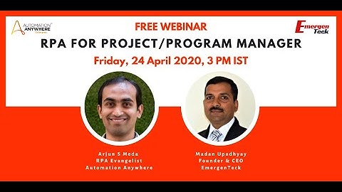 LIVE Webinar | RPA Workshop for Project/Program Managers | EmergenTeck