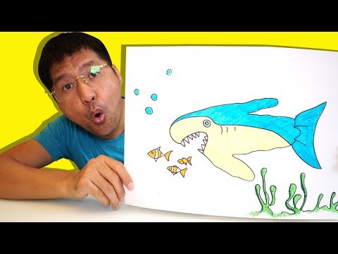 Video Bố Bé Bún Hướng Dẫn Vẽ Con Cá mập Từ Bàn Tay | How To... - youtube