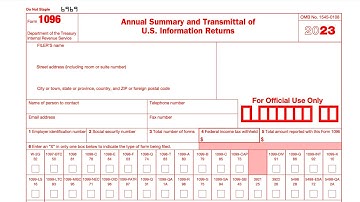 IRS Form 1096 walkthrough (Annual Summary & Transmittal of Information Returns)