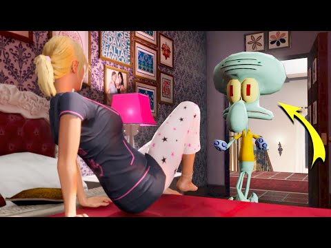 GTA 5 Squidward SCARES Michael's Family (ends horribly)