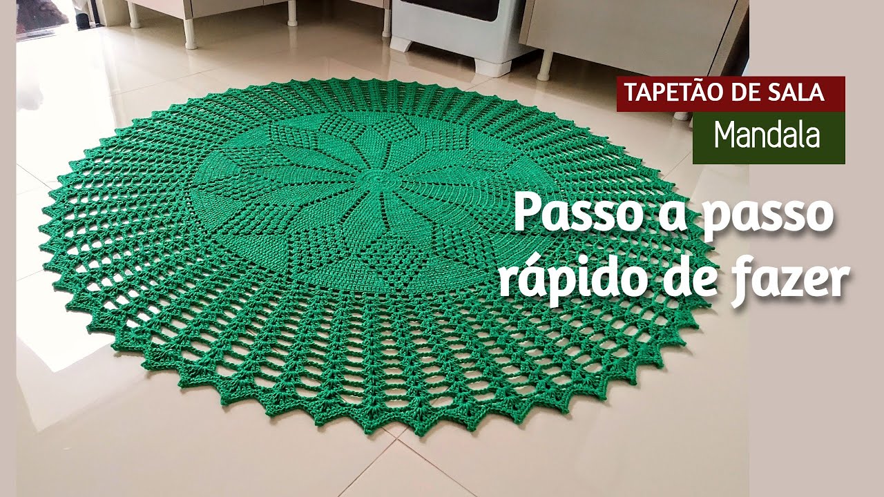 TAPETE DE CROCHÊ REDONDO MANDALA: PASSO A PASSO COMPLETO, RÁPIDO E SIMPLES DE FAZER
