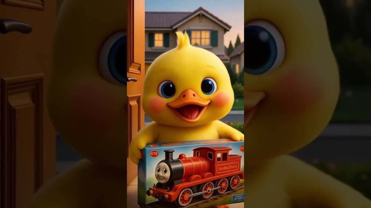 cute duck goes to buy toy train.