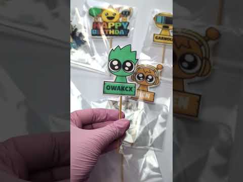 Набір цукрових прикрас топерів на торт Спрунки (Sprunki), видео 1