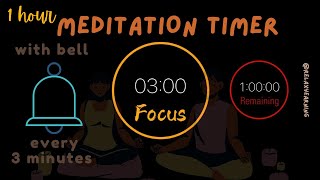 1 Hours Meditation Timer with Bell 🔔 Every 3 Minutes