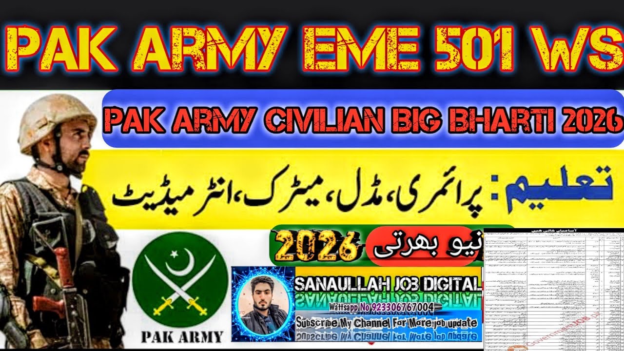 PAK Army latest Bharti 2026 || Army Civilian Bharti 2026 || Apply From All Over Pakistan ||