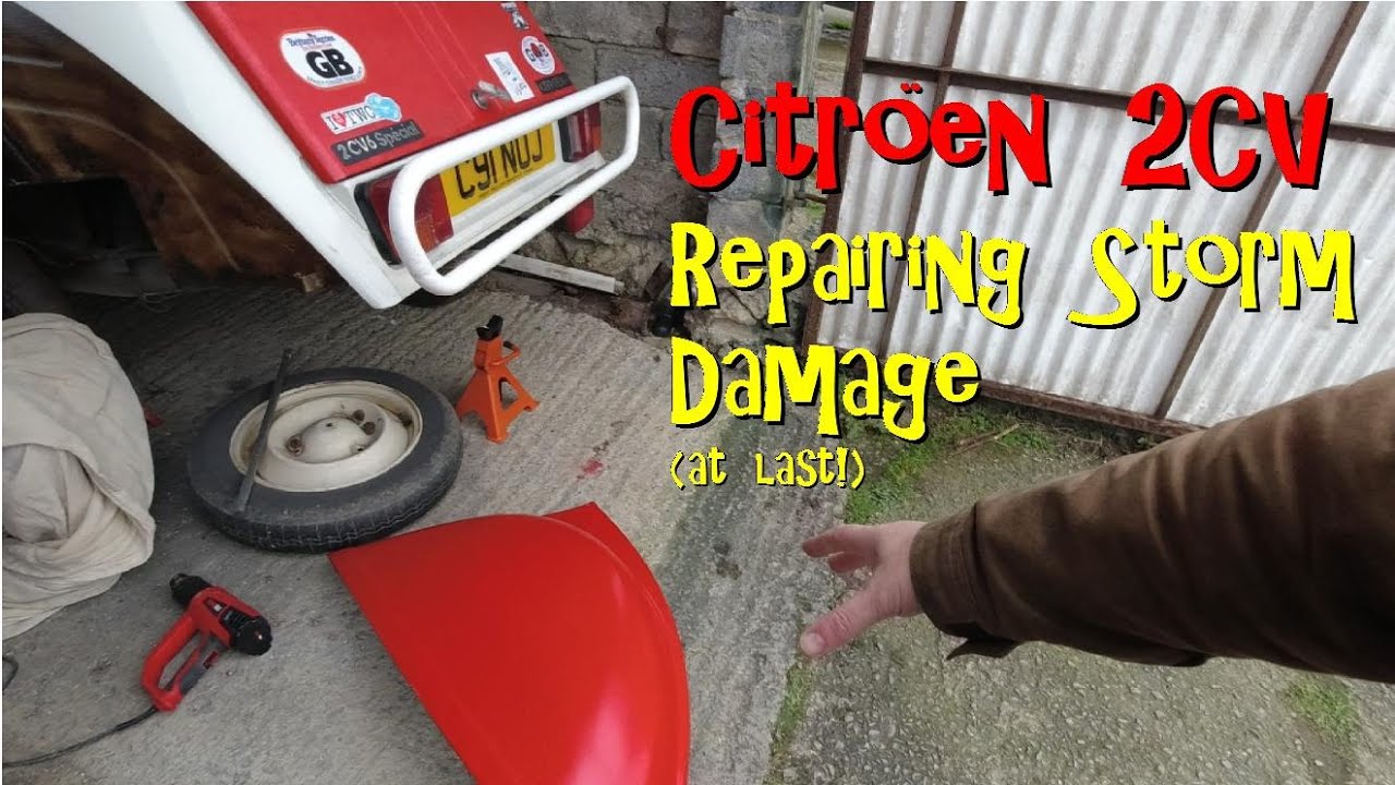 2CV: Repairing storm damage. (At last!)