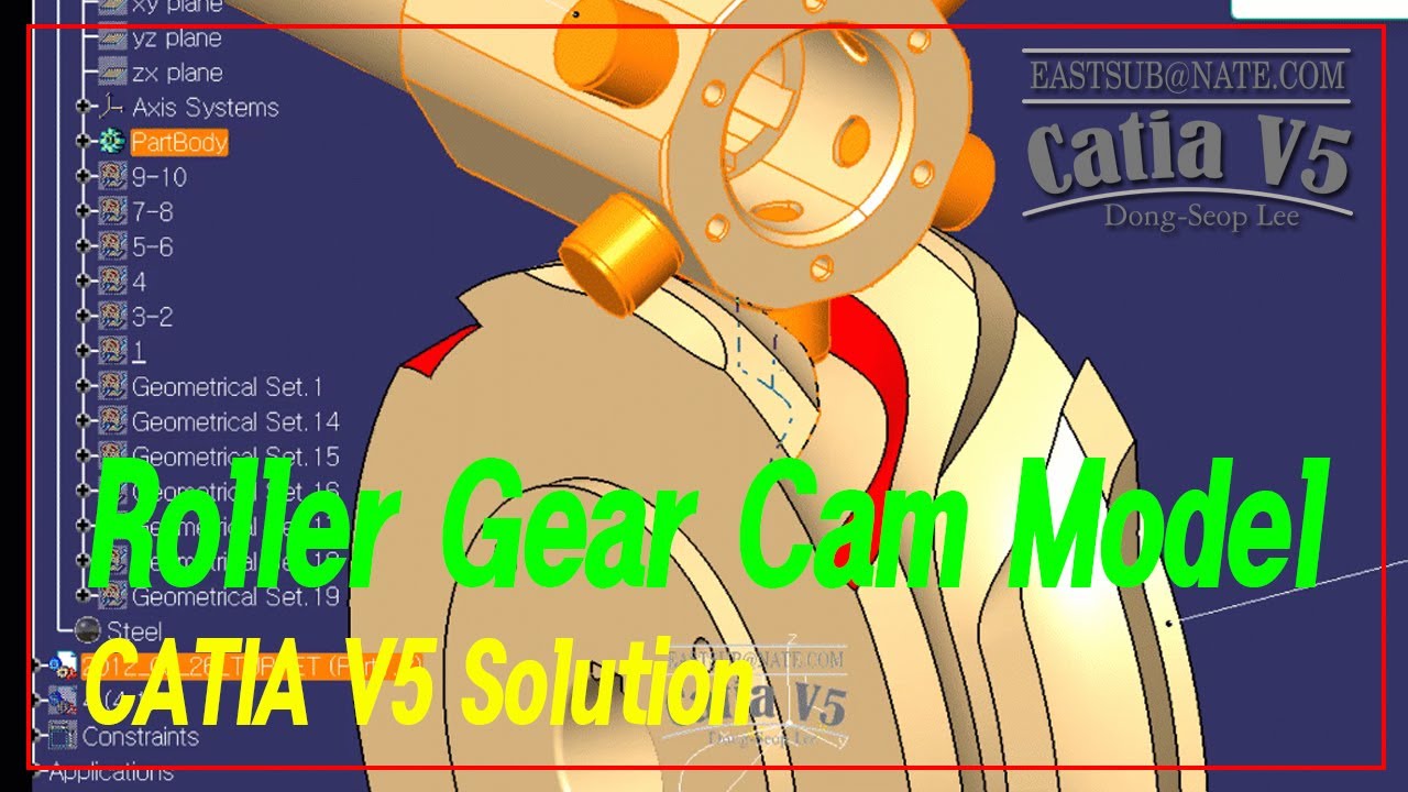 [CAD] CATIA V5. ROLLER GEAR CAM MODEL YouTube