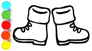 how to draw and paint boots lets learn drawing painting and coloring for kids