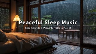 Warm Cozy Bedroom with Rain Falling Outside - Soft Piano Music with Rain Sound for Deep Sleep screenshot 4