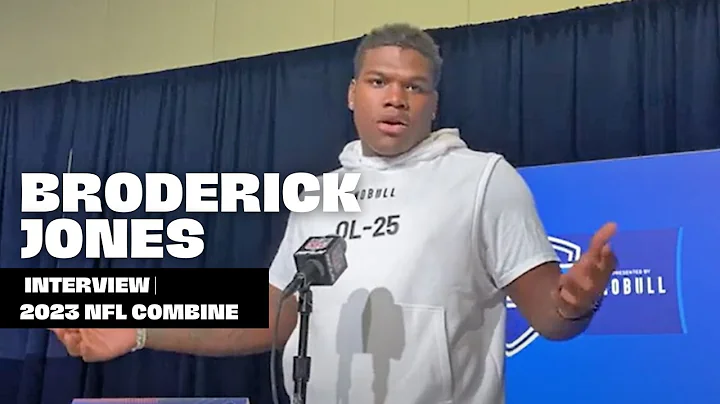 Broderick Jones defends Jalen Carter at the NFL Co...