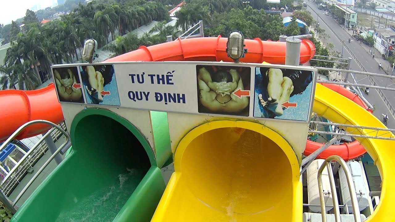 Yellow Tube Water Slide at Dam Sen Water Park YouTube