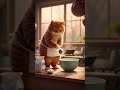 Fluffy Ginger Cat's Flour Mishap: Hilarious Kitchen Baking Adventure
