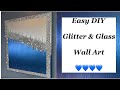 Easy DIY Canvas Art / Glitter &amp; Crushed Glass/ Silver &amp; Blue / 💙💙💙💙