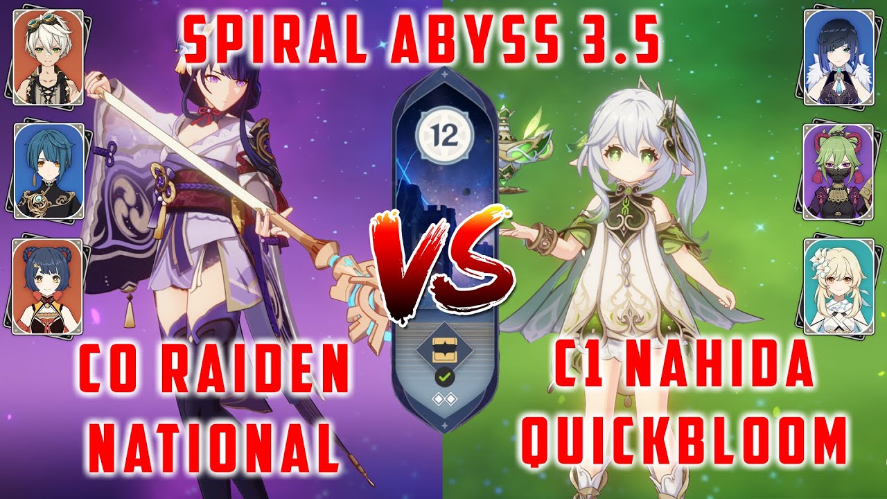 Райдэн National & Нахида Quickbloom | F2P Spiral Abyss 3.5 Floor 12 9 Stars Genshin Impact