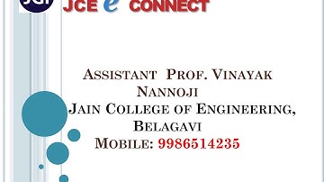 JCE ME ELEMENTS OF MECHANICAL ENGINEERING 18ME25 Module 4.4 Vinayak M Nannoji