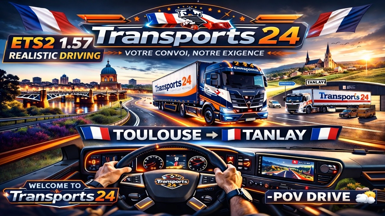 ETS2 1.57 | Realistic Driving | POV Drive | Welcome to Transports 24 | 🇫🇷 Toulouse → 🇫🇷 Tanlay