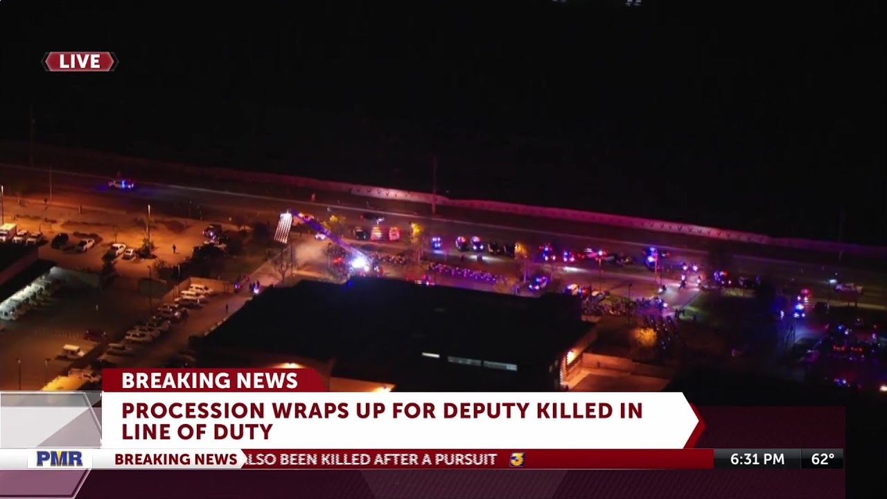 Procession for deputy killed in the line of duty - YouTube