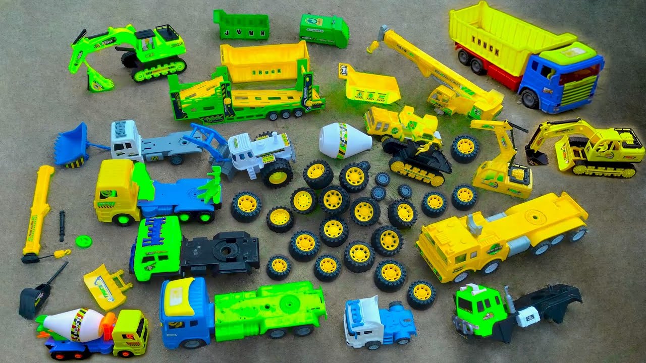 Xe Cẩu lắp ráp Xe Múc Cát , Xe Cần Cẩu Bự Khổng Lồ , Máy Xúc , Xe Tải chở Đất , Ô Tô Đồ Chơi
