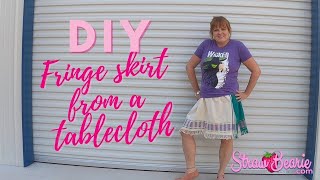 Turn a Tablecloth into a Cute Skirt with Fringe @StrawBearie