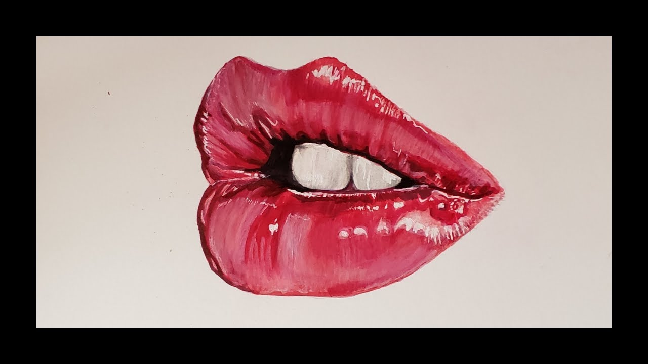 Alcohol marker and colored pencil lips .Time lapse SHORTS YouTube