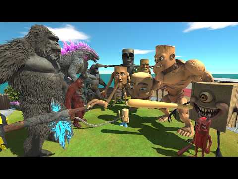 Brainrot Animal MemeTeam Kong 2024 Vs Team Tung Tung Tung Sahur Animal Revolt Battle Simulator.