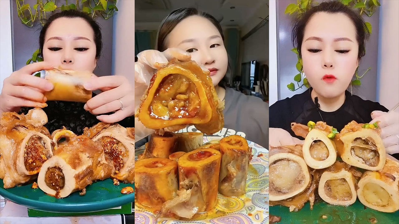 MUKBANG ASMR Eating roasted big bone marrow so yummy