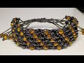 Pulsera tejido panal en hilo y cristales #macrame #bisuteria #pulserasdehilo #manillastutorial 