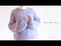 かぎ針編み お袖ポワンセーターの編み方 材料費880円 100均毛糸 Crochet Sweater Tutorial