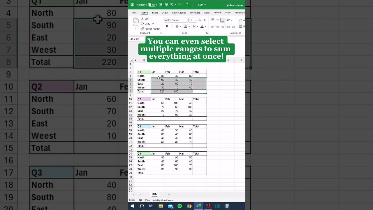SUM in excel   