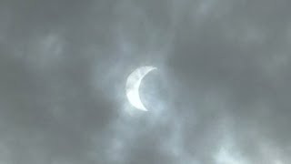 Solar eclipse view in south Louisiana Some visibility through the clouds