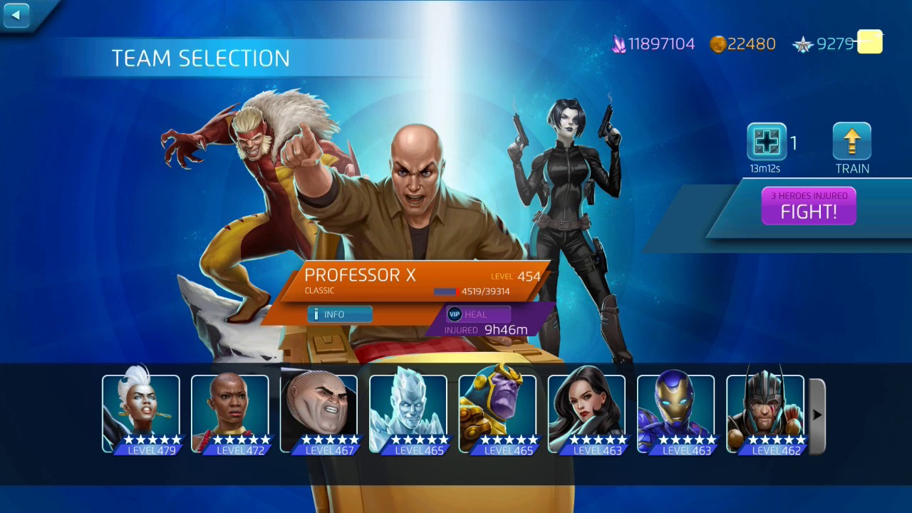 Marvel Puzzle Quest (MPQ) 5* Professor X - Sabretooth - Domino