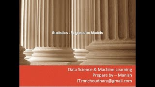 Manish Choudhary | Data Scientist : Data Science training : Statistics & Regression Model