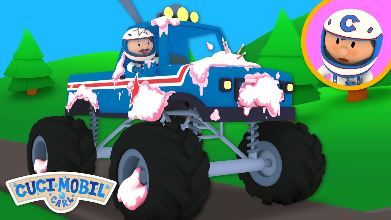 Truk Monster Monty | Cuci Mobil Carl | Kartun Untuk Anak-Anak