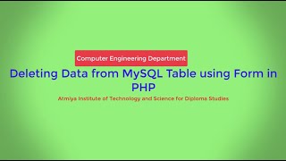 Deleting Data from MySQL Table in PHP