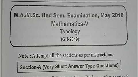 M.A/M.Sc 2nd Sem.Mathematics (Topology) 2018 CCS UNIVERSITY